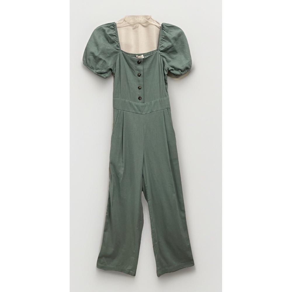 Monteau Sage Green Linen Blend Off Shoulder Jumpsuit‎ Women's Size XS NWT